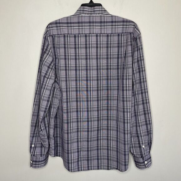JOS A BANK Shirt Mens XL Tailored Fit Hidden Button Down Collar Purple Plaid - Picture 6 of 10